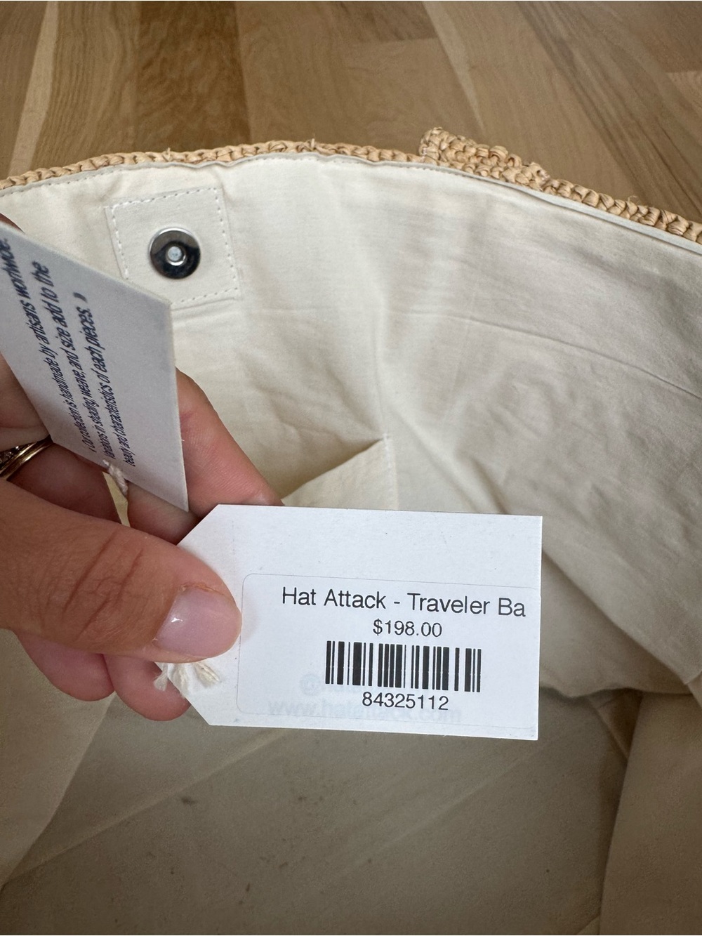 NWT Hat Attack Traveler Natural Straw Tote in Beige - Picture 5 of 5